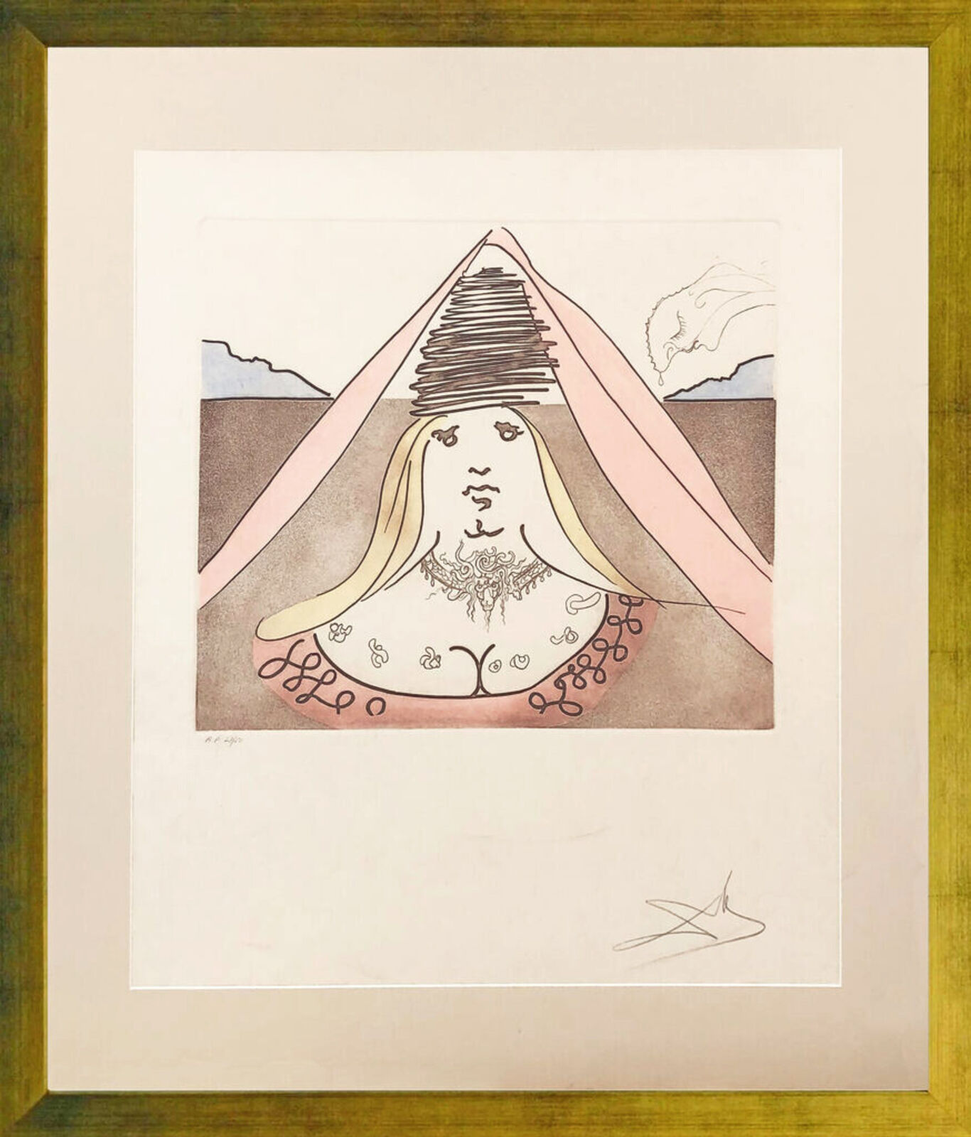 The Lady Dulcinea (framed hand signed etching and aquatint) by Salvador Dalí, 1981