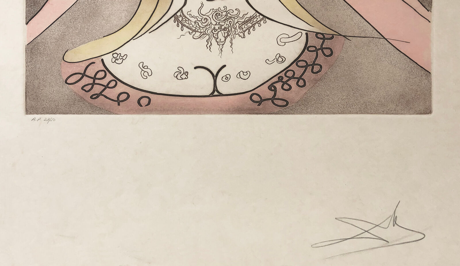 Artwork by Salvador Dalí, The Lady Dulcinea (framed hand signed etching and aquatint), Made of Etching And Aquatint 