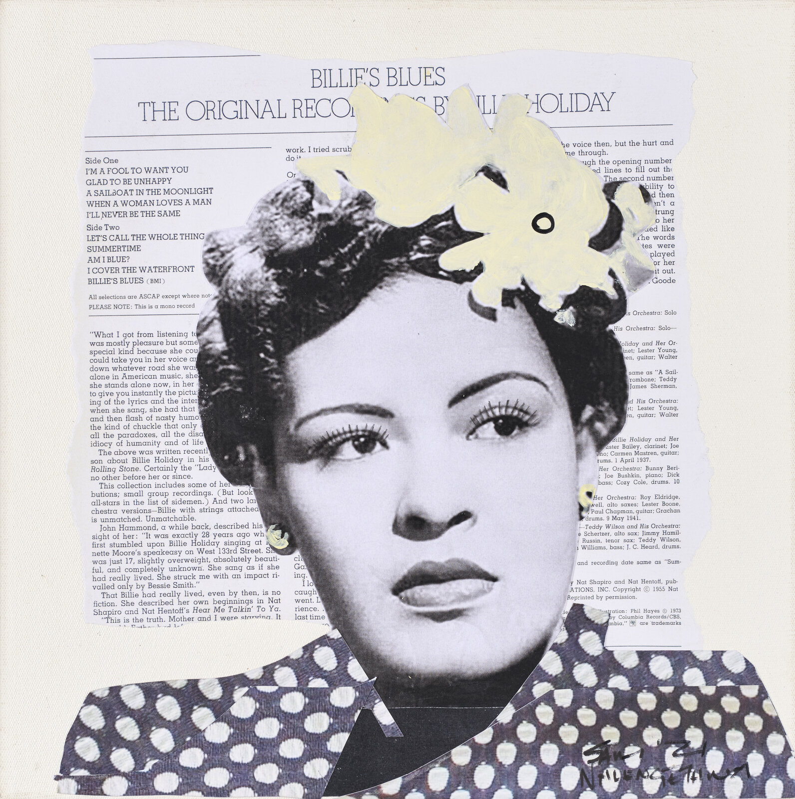 Artwork by Sam Nhlengethwa, Billie Holiday, Made of Mixed media collage and oil paint on canvas 