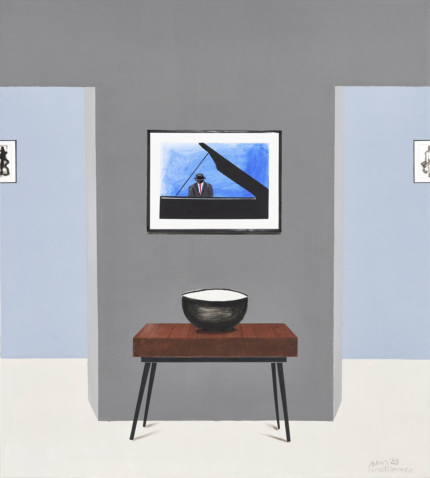 Dark Grey Wall II by Sam Nhlengethwa, 2020