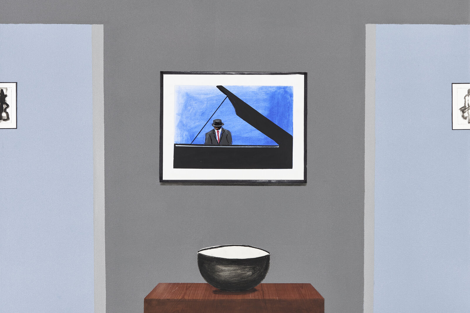 Artwork by Sam Nhlengethwa, Dark Grey Wall II, Made of Mixed media collage and oil paint on canvas 