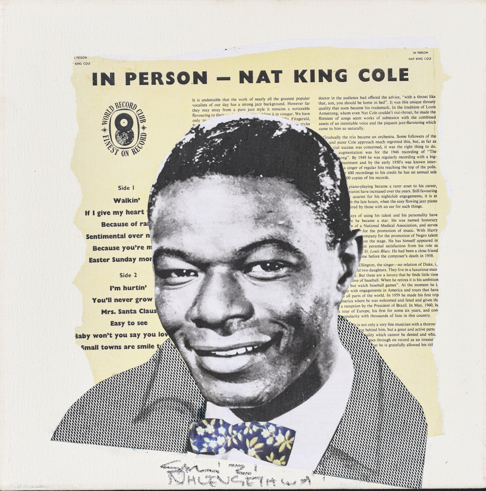 Artwork by Sam Nhlengethwa, Nat King Cole, Made of Mixed media collage and oil paint on canvas 