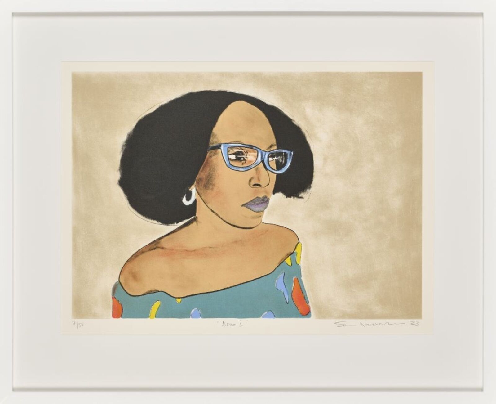 Artwork by Sam Nhlengethwa, Afro I, Made of Hand-printed lithograph 