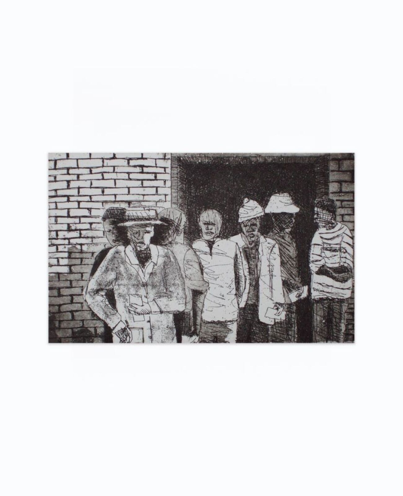 Artwork by Sam Nhlengethwa, Lotto Q (Kwa-Thema), Made of Etching 