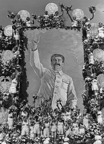 Giant Portrait of Stalin and Russian Youth