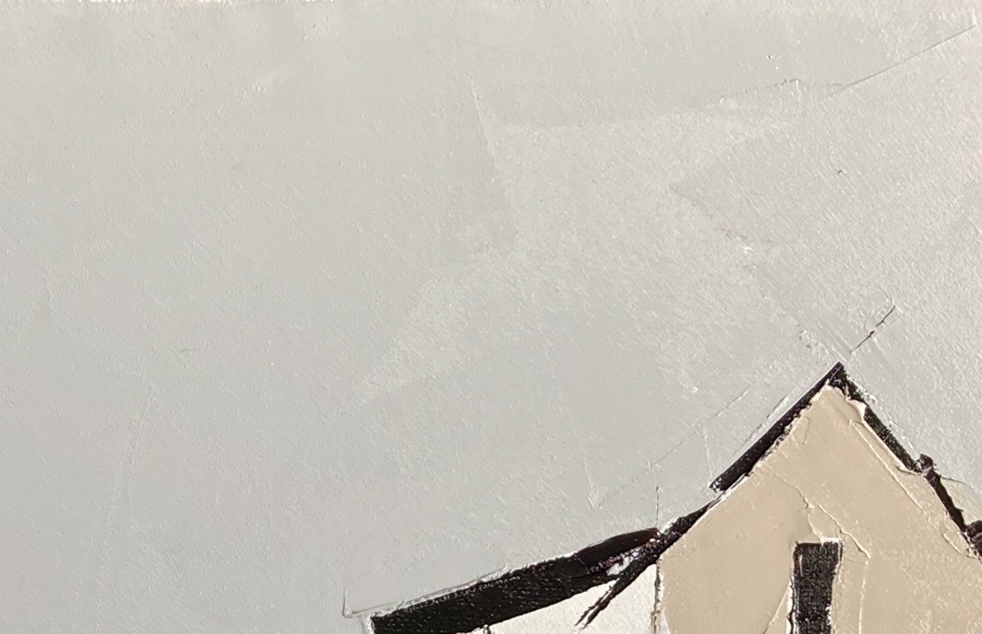 A painting of a street with houses in the background.