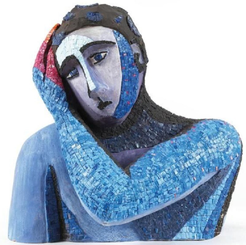 Artwork by Sandro Chia, Il sognatore, Made of Terracotta, Mosaic 
