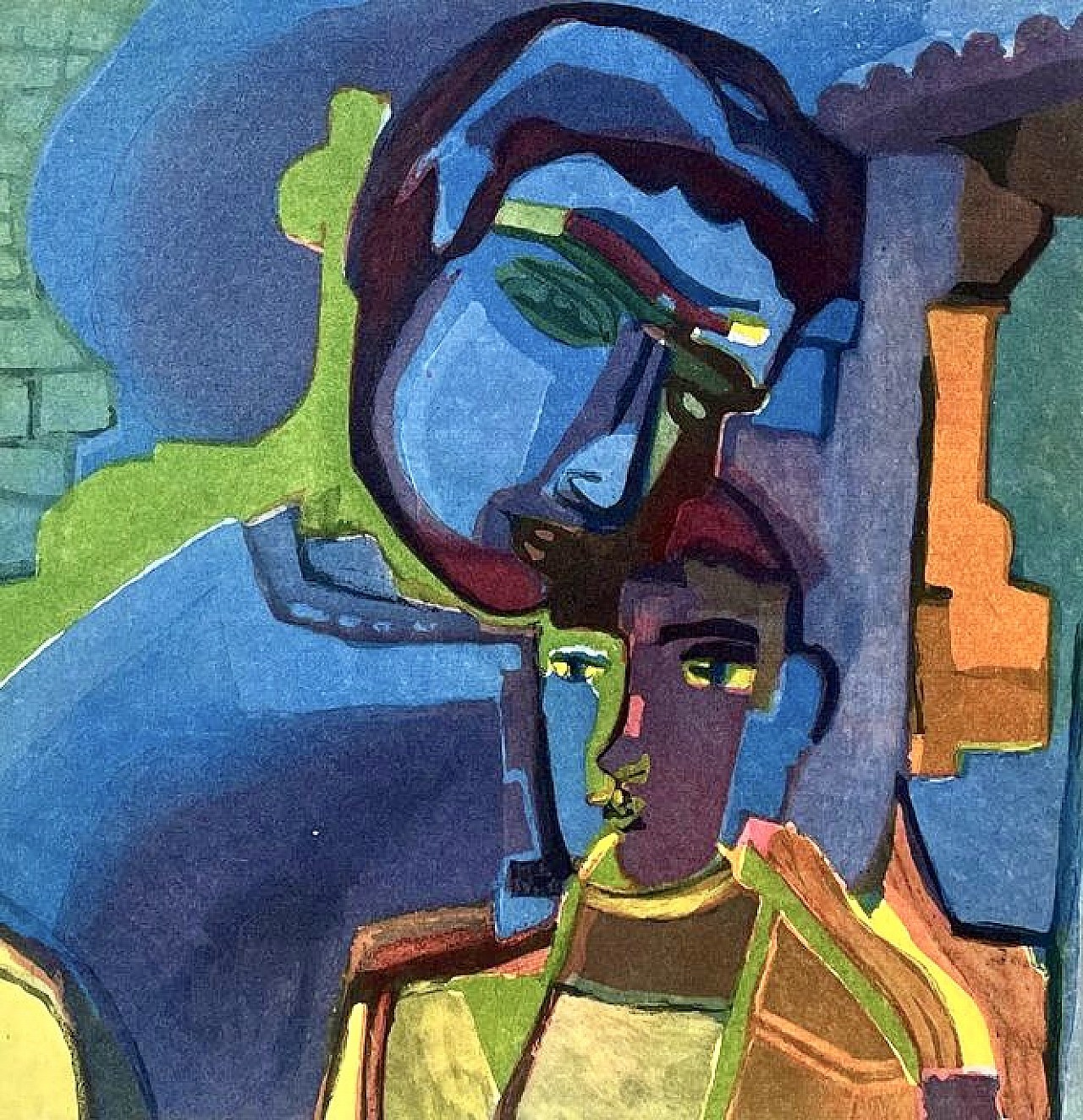 A painting of a woman and a child in a room.