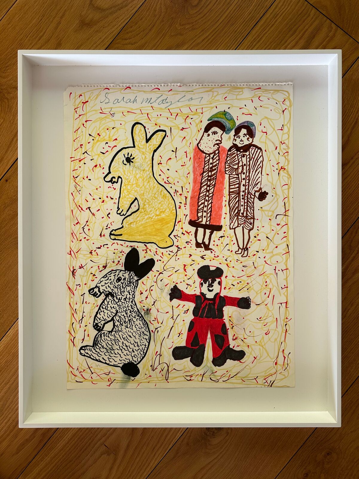 Artwork by Sarah Mary Taylor, 2 Friends, Made of Felt tip marker on paper 