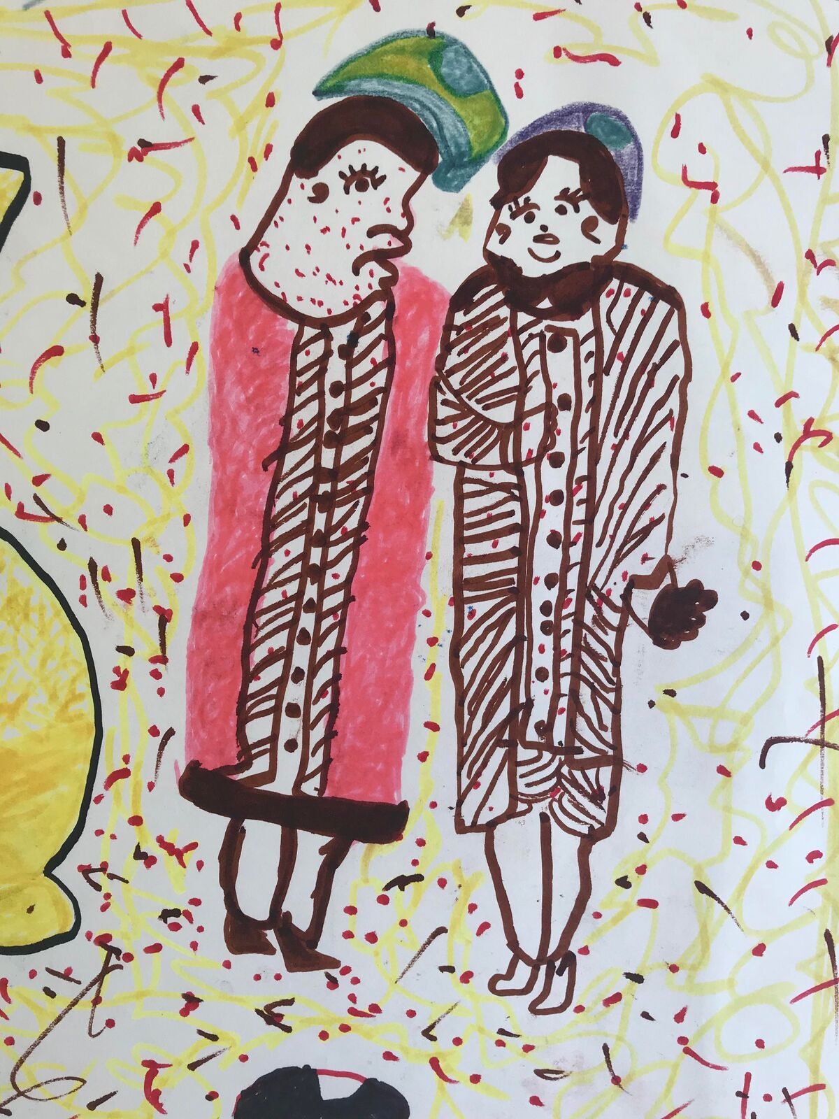 Artwork by Sarah Mary Taylor, 2 Friends, Made of Felt tip marker on paper 