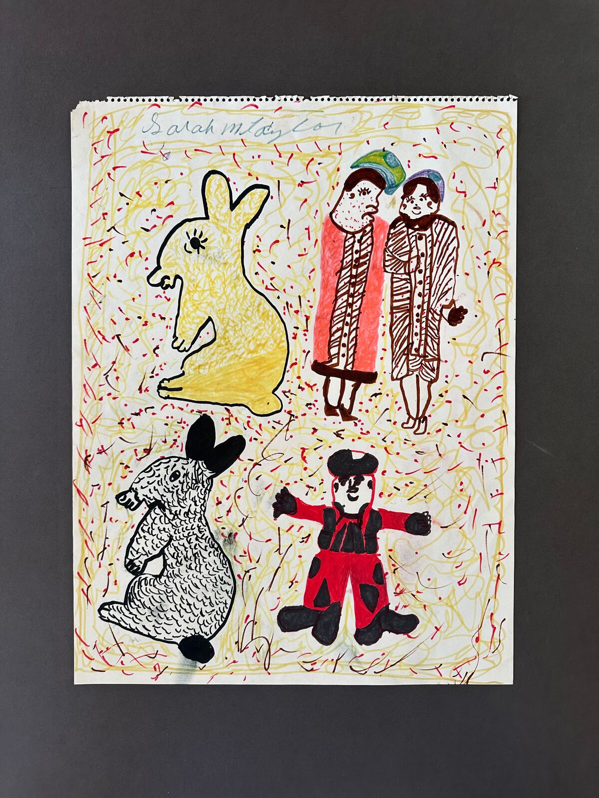 Artwork by Sarah Mary Taylor, 2 Friends, Made of Felt tip marker on paper 