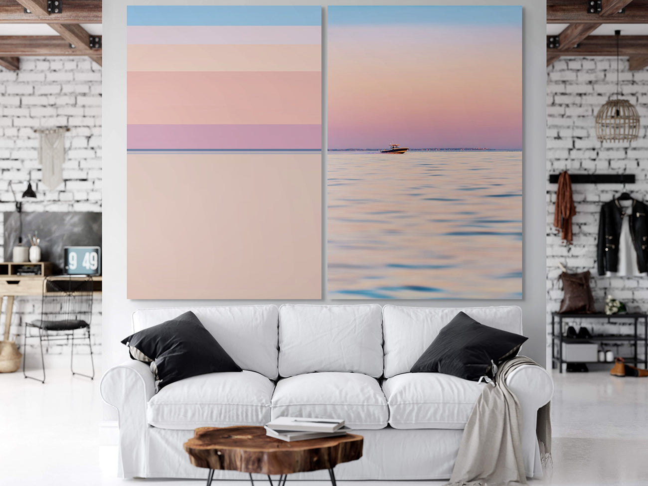 A picture of a boat in the ocean at sunset.