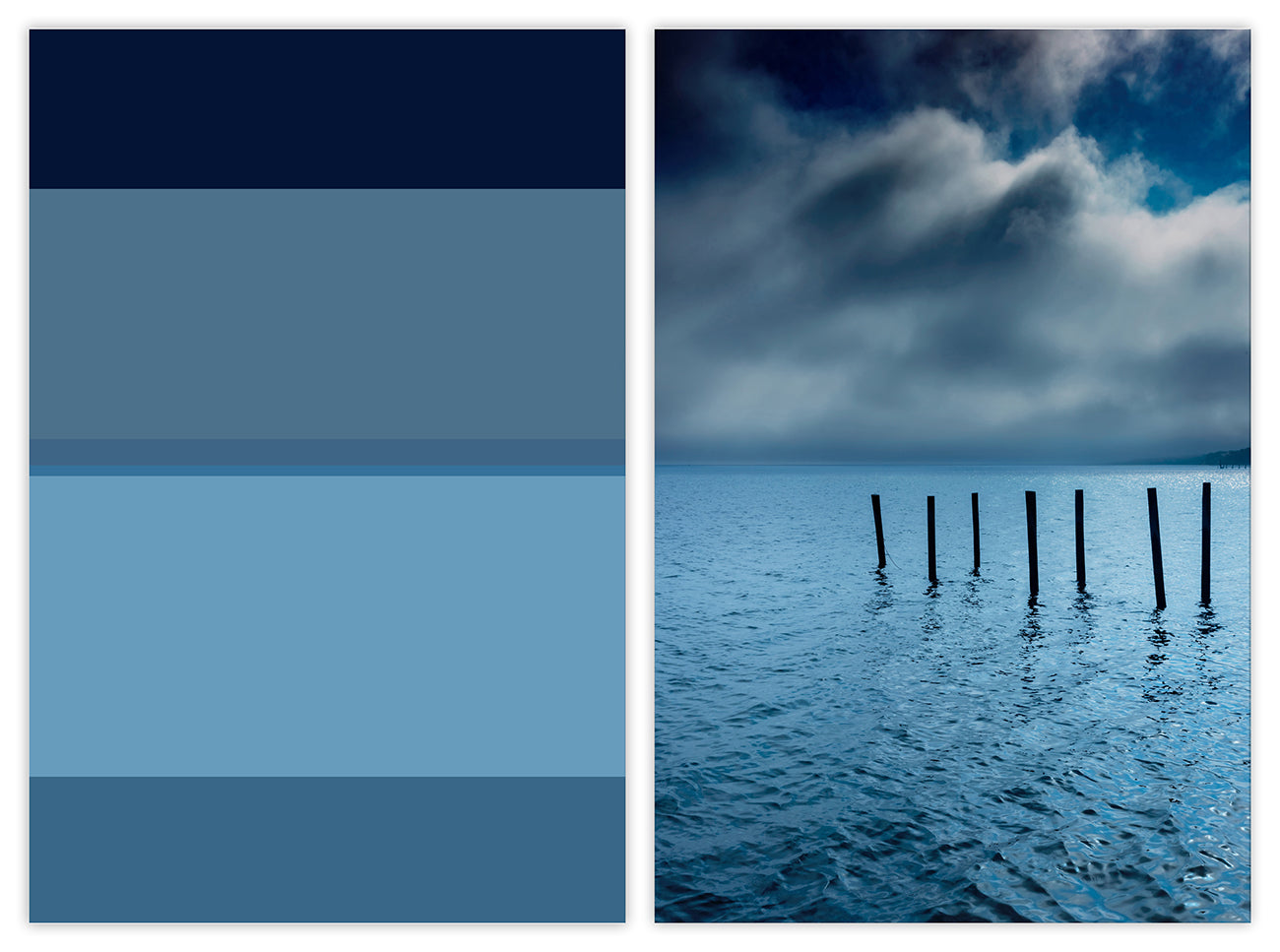 A picture of a blue sky and a picture of the ocean.