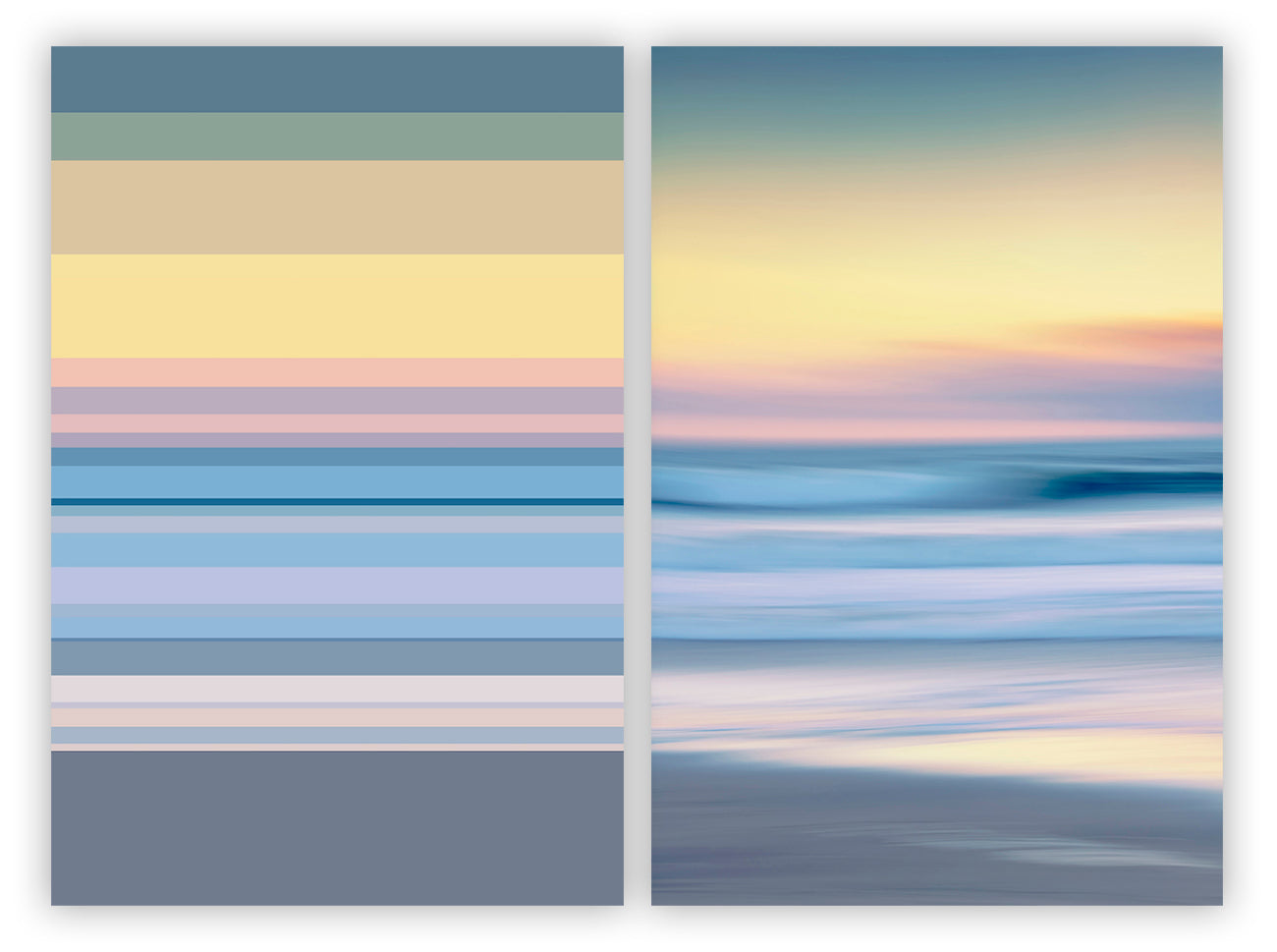 A picture of a beach with a sunset in the background.