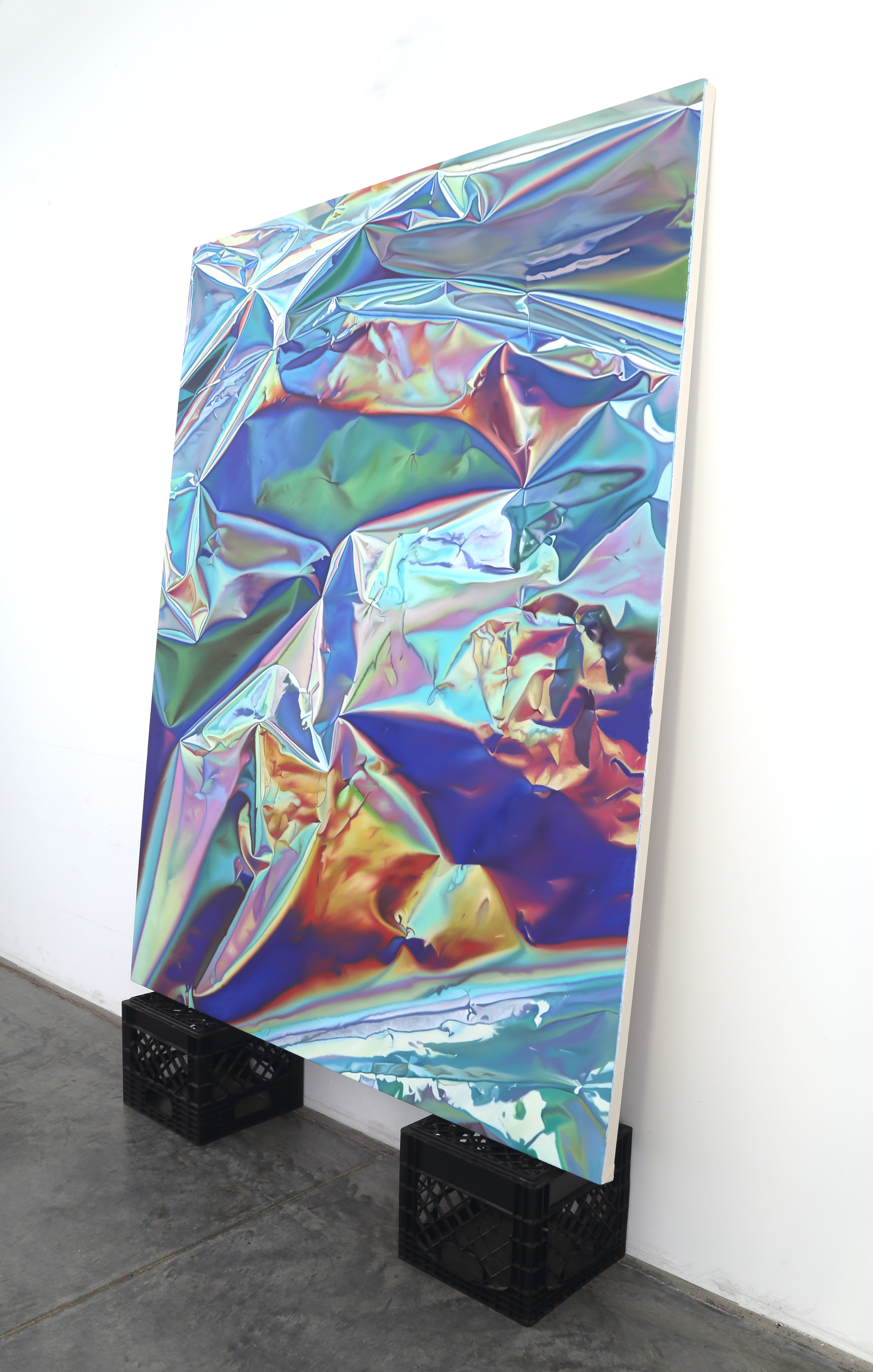 a close up of a piece of foil on a table