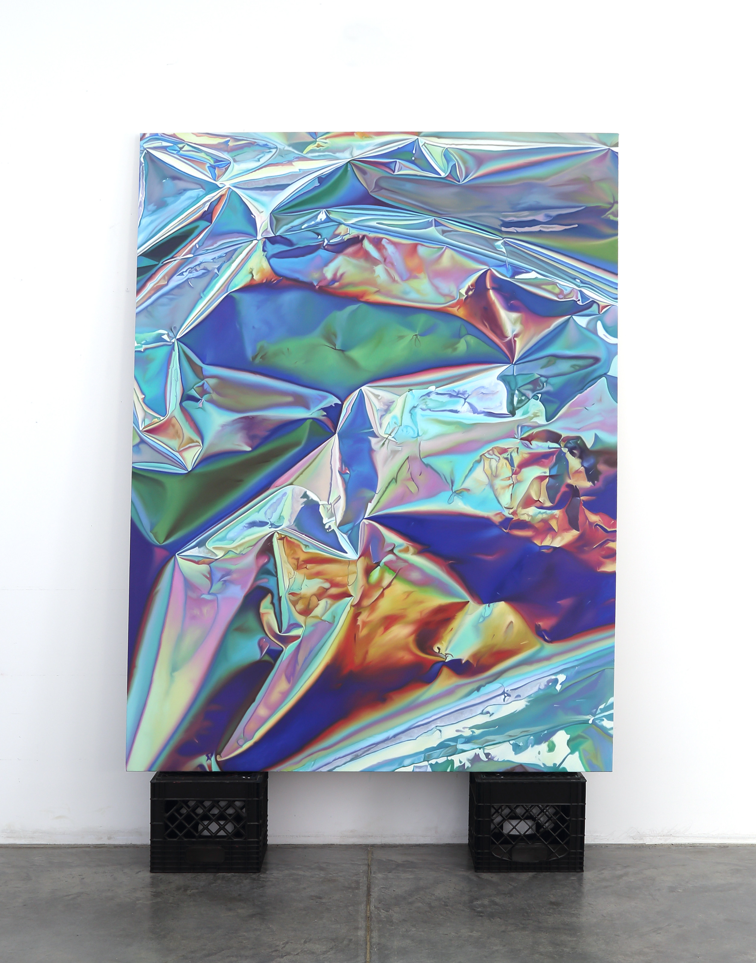 a close up of a piece of foil on a table