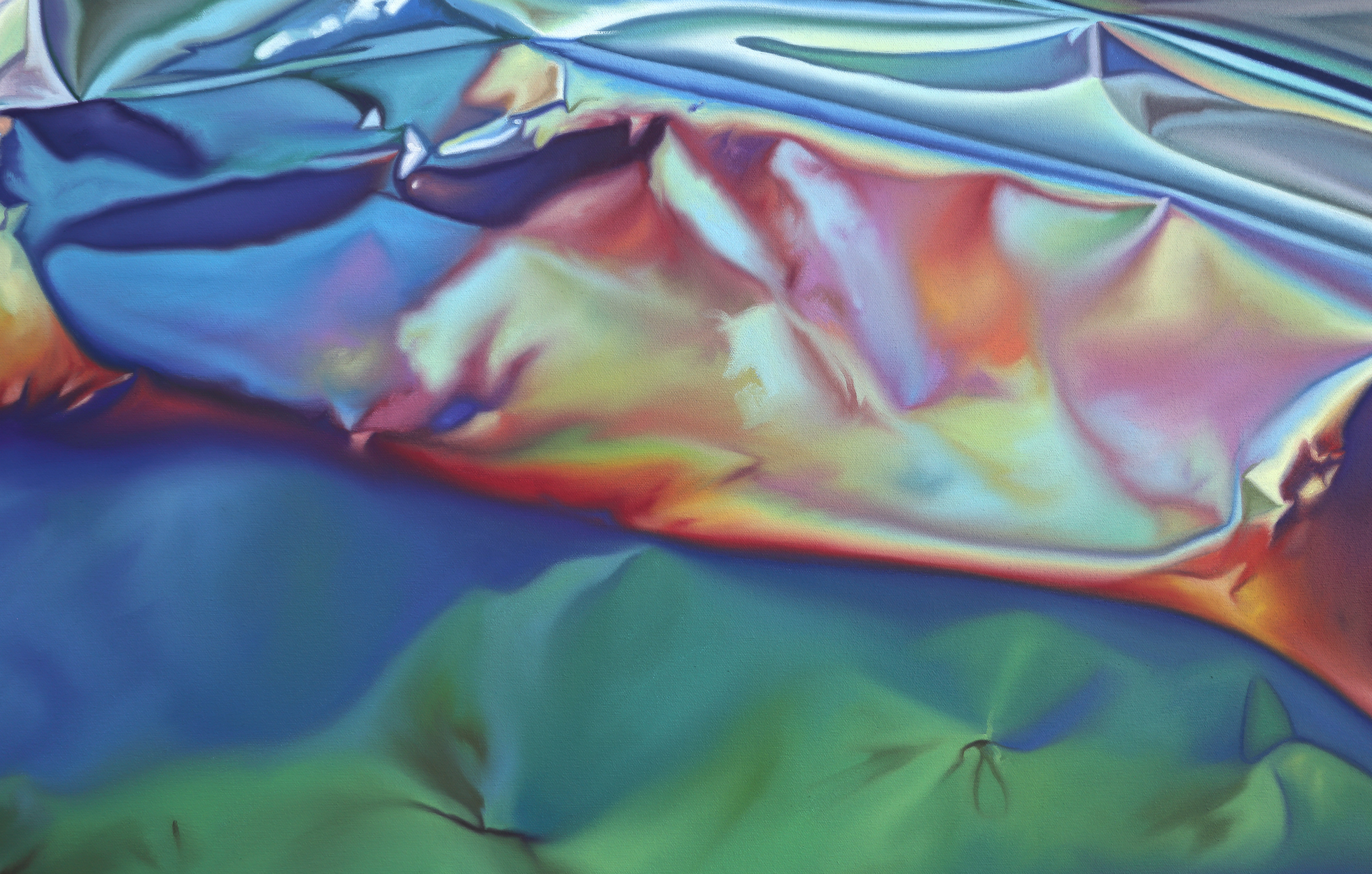 a close up of a piece of foil on a table