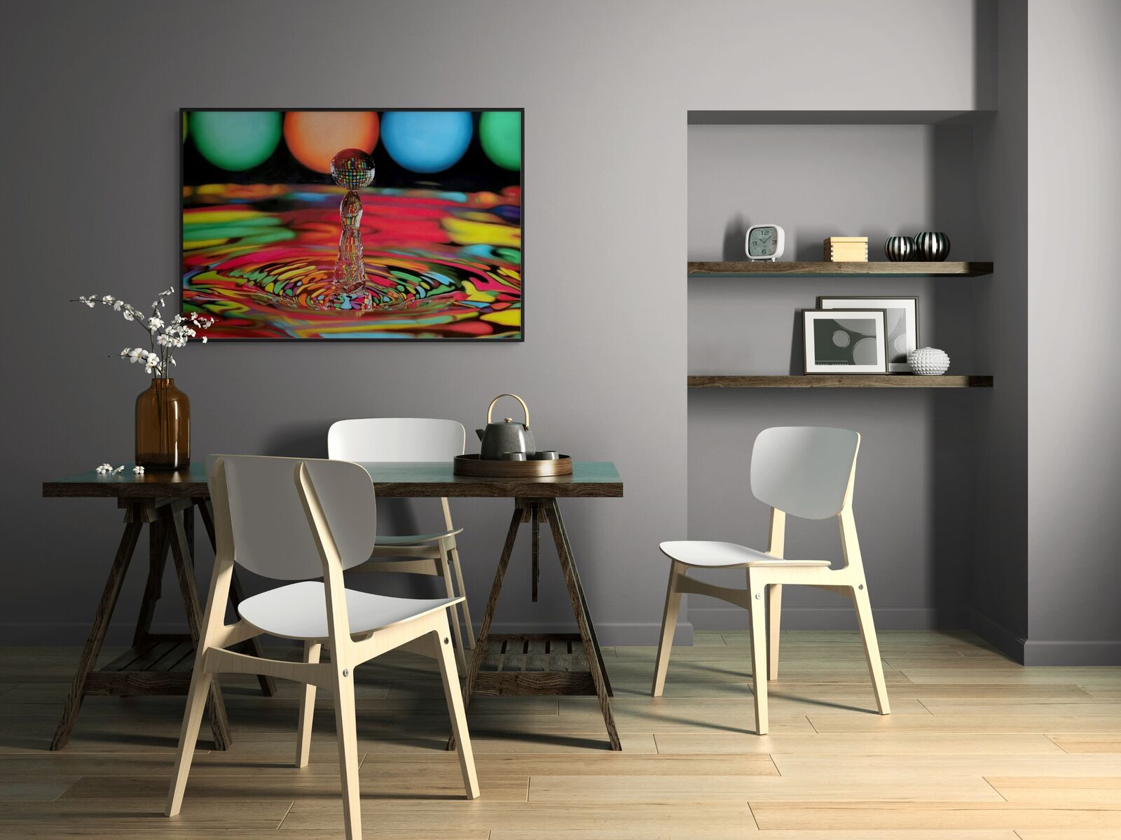 A picture of a drop of water falling into a pool of water.