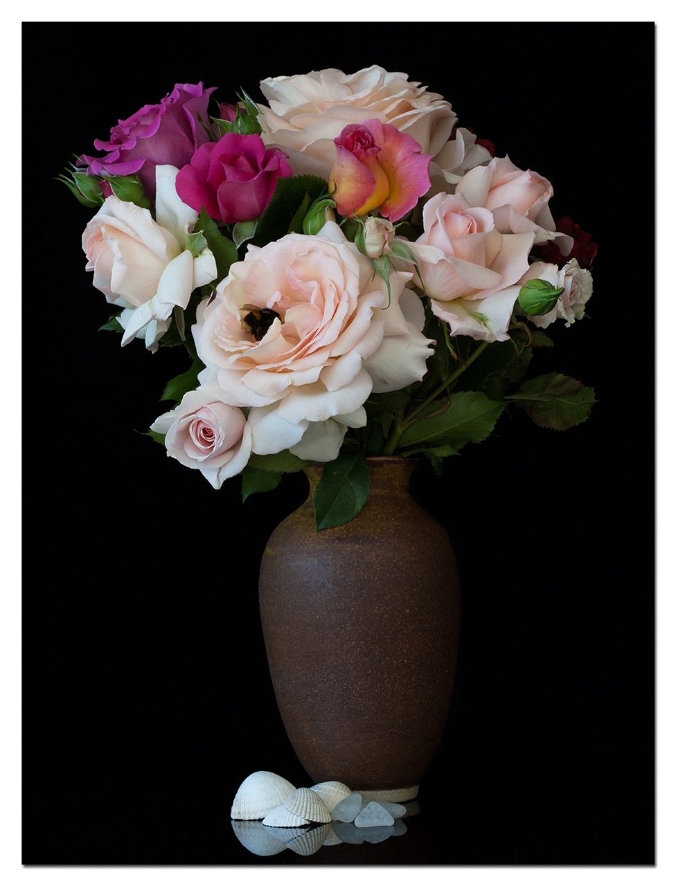 Roses with Shells and Sea Glass by Shelley Nott, 2023