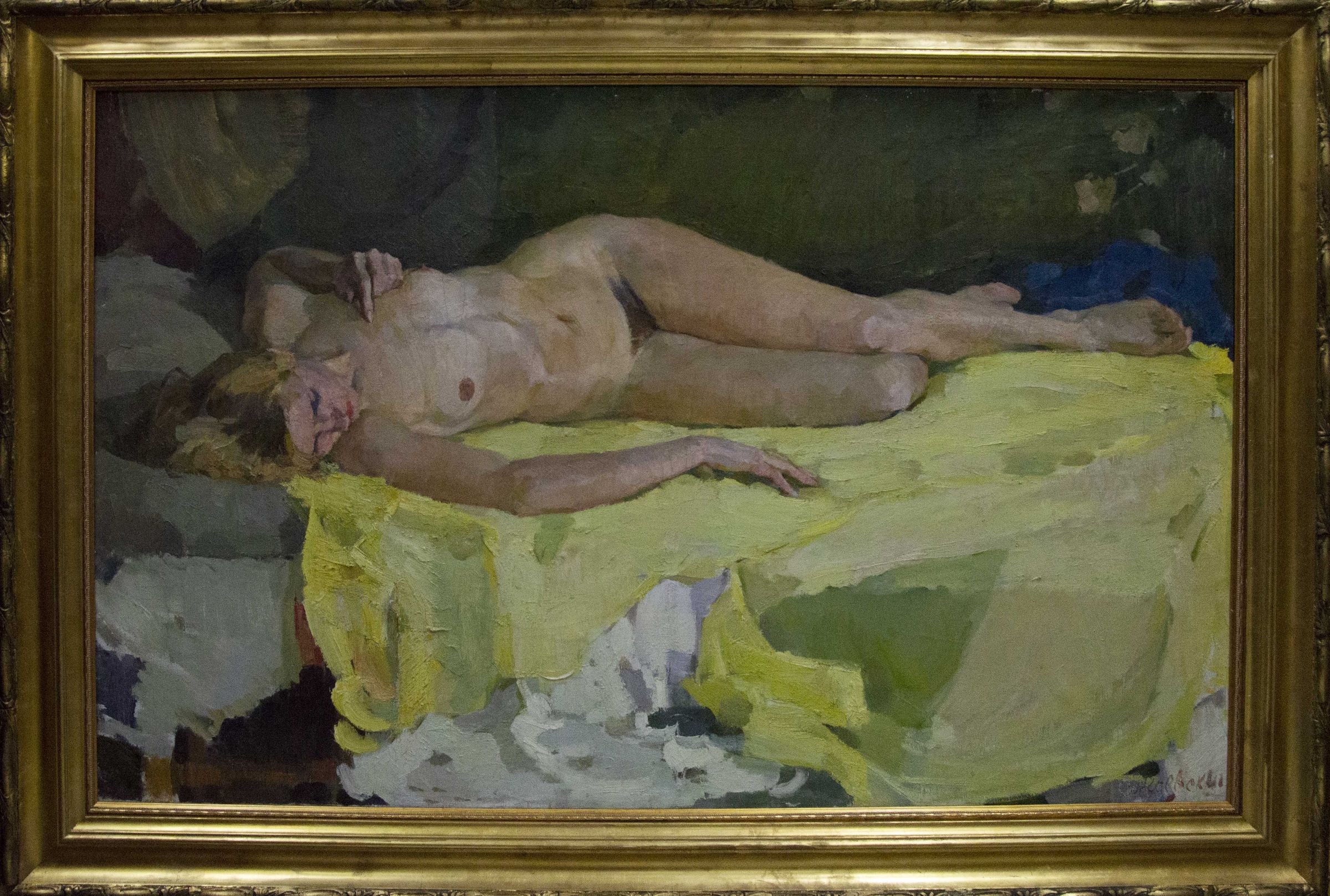 Portrait of a naked girl by Vladimir Ivanovitch Singaevski, null