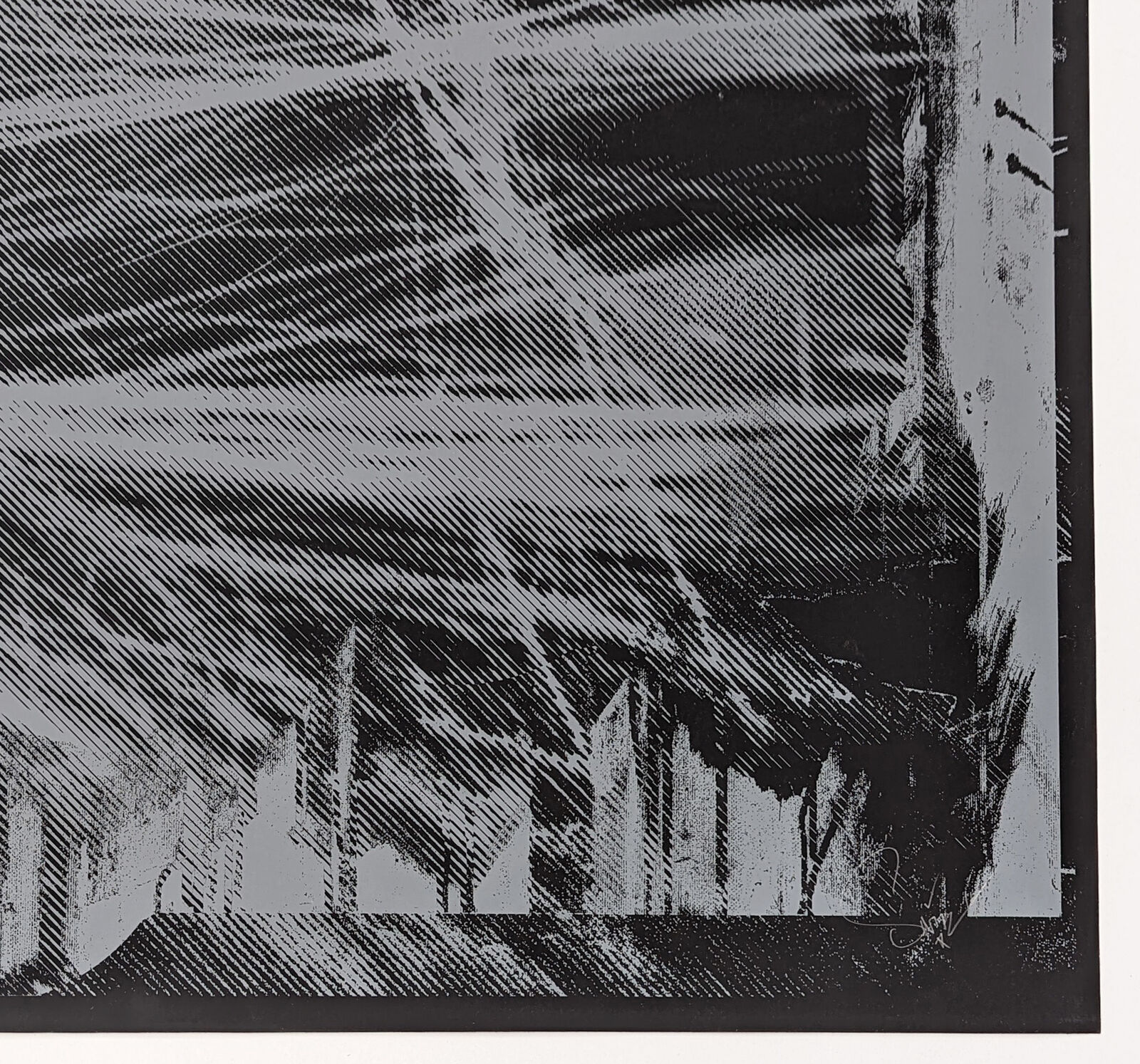 A black and white drawing of a woman's face.