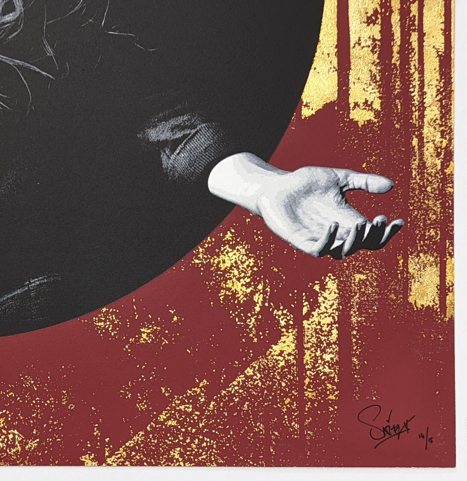 Artwork by SNIK, FADING GLOW (RED GOLD LEAF), Made of Screen Print 