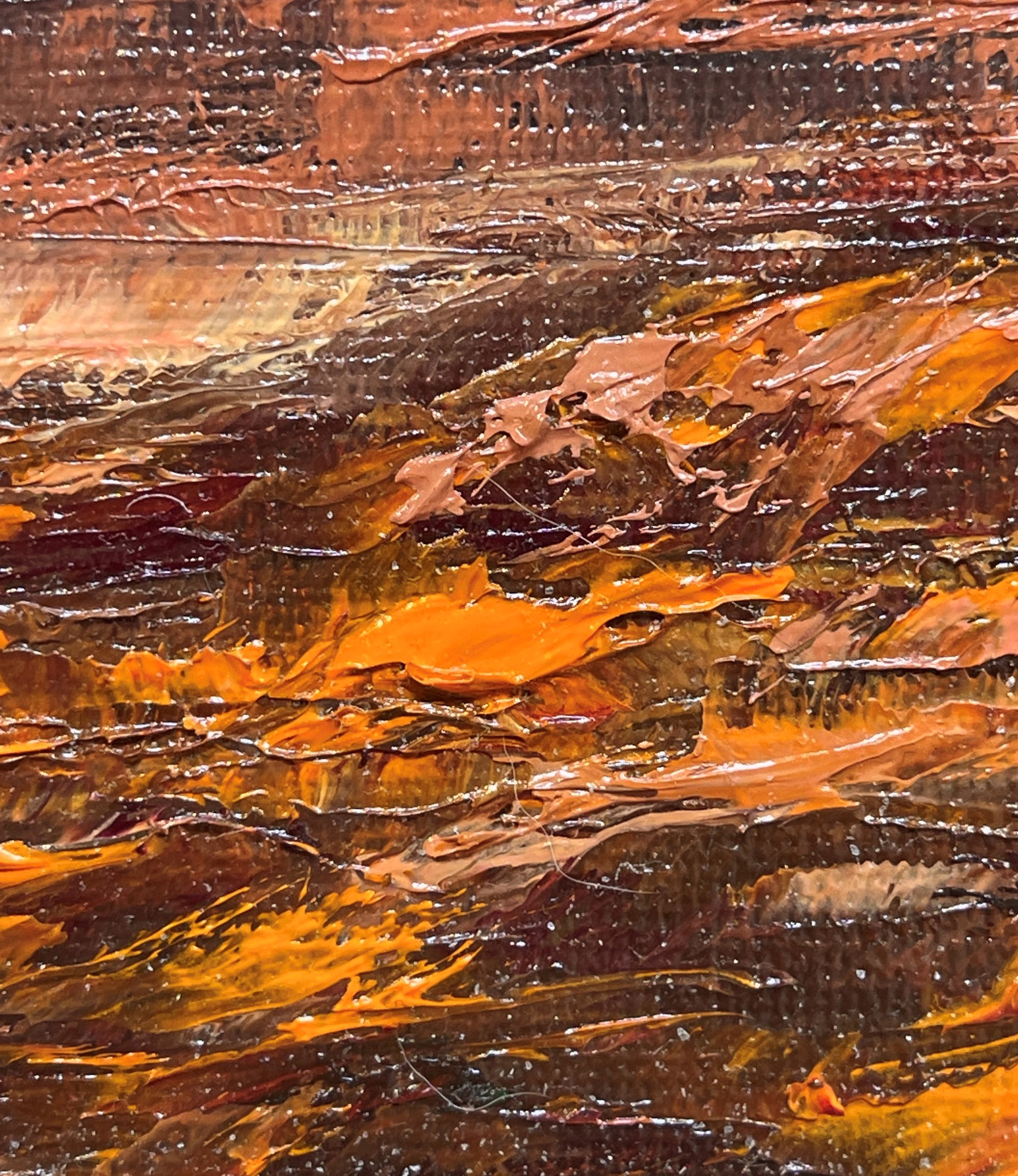 A painting of a cloudy sky over a body of water.