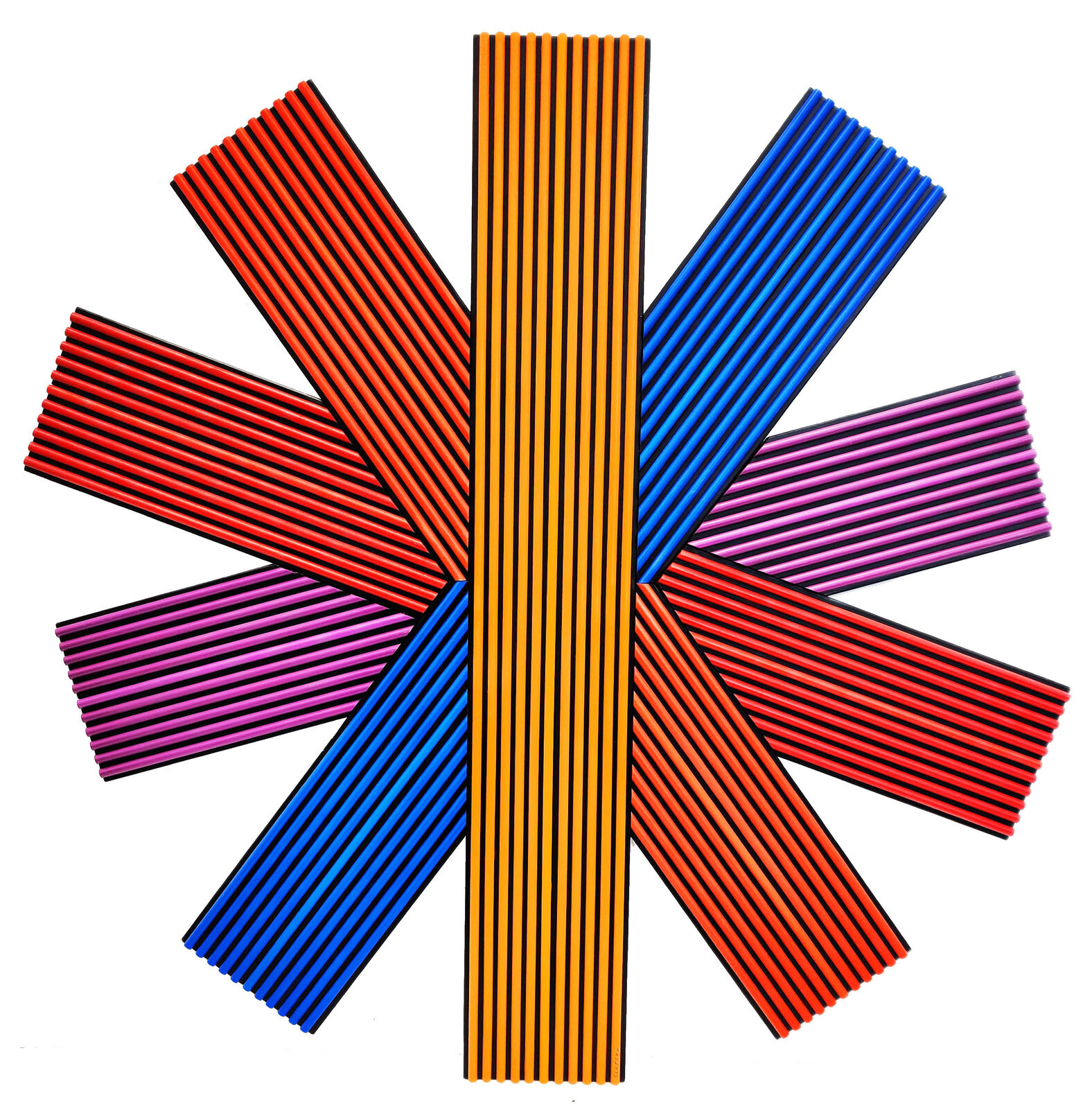 A drawing of a colorful star made out of colored pencils.