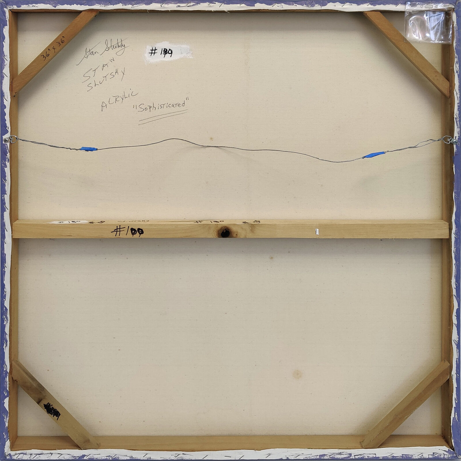 A painting of a colorful circle on a blue background.