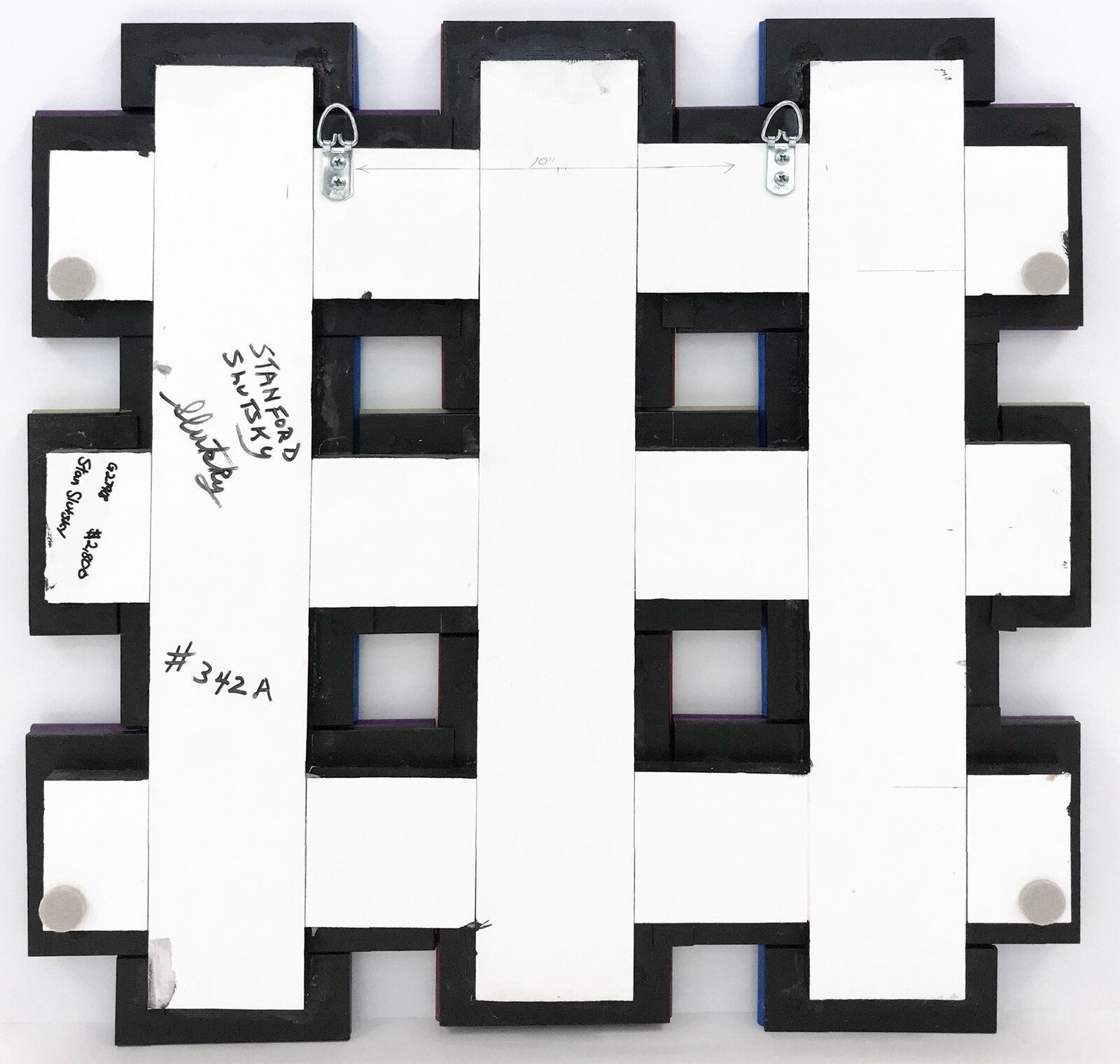 A multicolored striped pattern on a white background. 