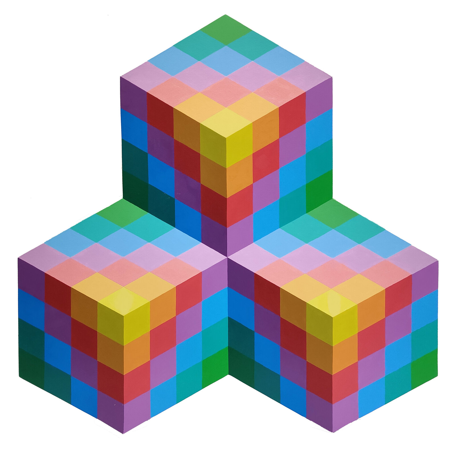 A group of colorful cubes sitting on top of each other.