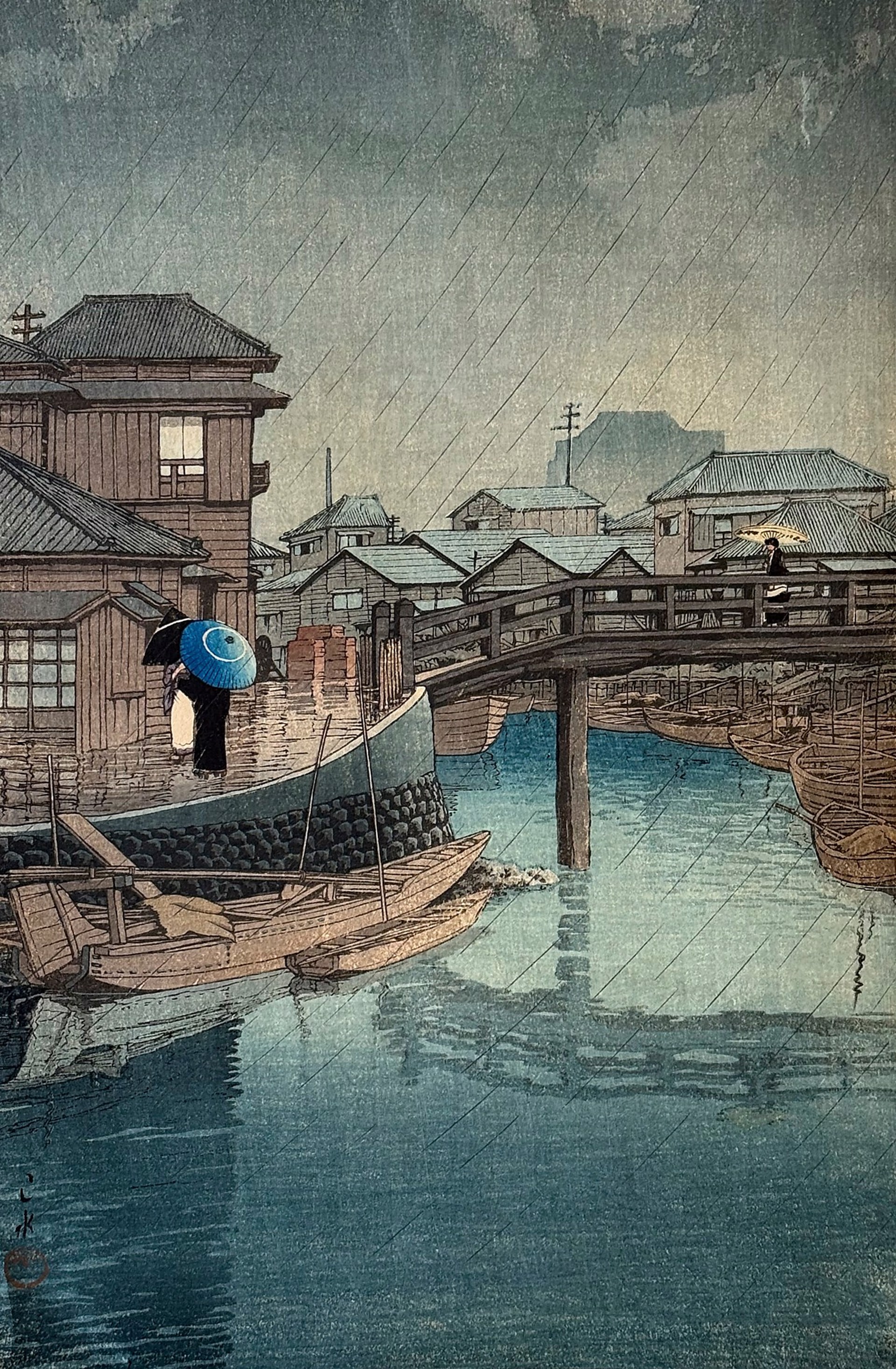Rain at Shinagawa, Tokyo by Hasui Kawase