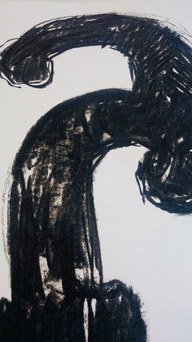 A bold, charcoal question mark dominates the frame.