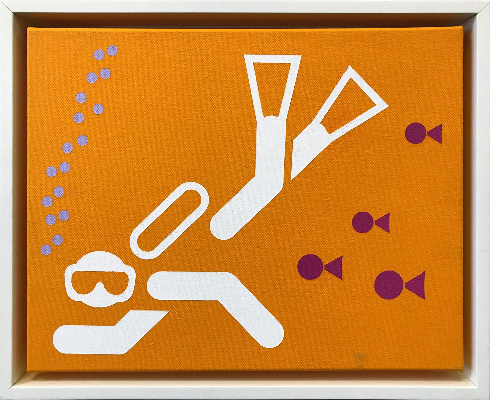 A picture of a scuba diver in a white frame.