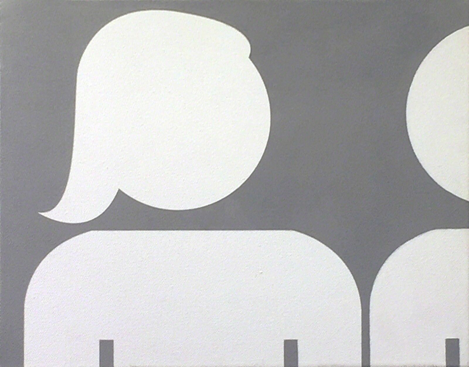 A white and gray elephant with speech bubbles on a gray background.