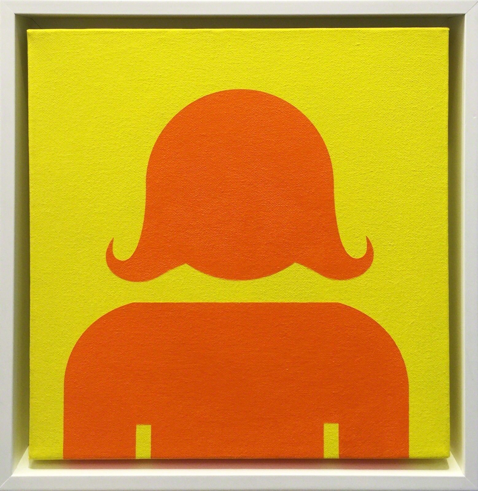 A picture of an orange and yellow painting of a man with a mustache.