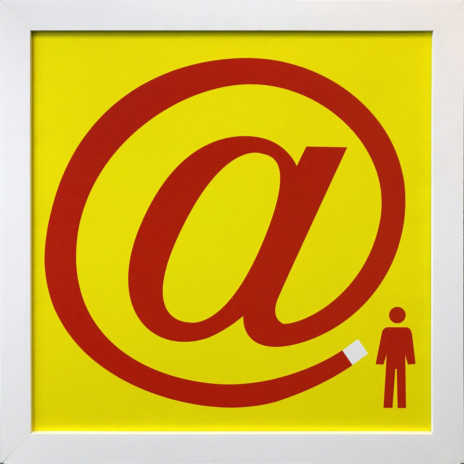 A picture of an email symbol with a person holding a cigarette.