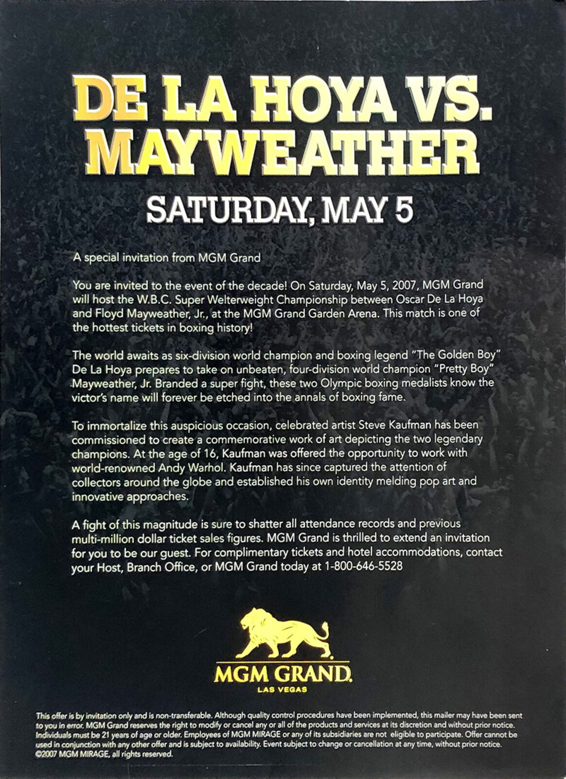 A poster for a boxing match with two men standing next to each other.