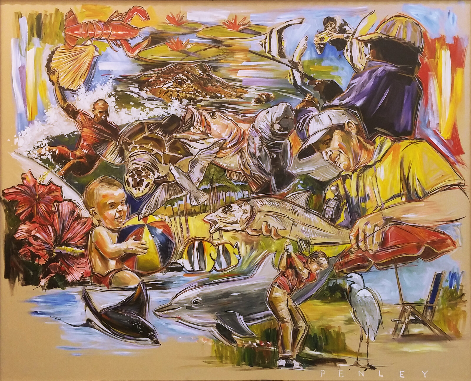Artwork by Steve Penley, Untitled (Outdoor Activities), Made of Acrylic On Canvas 