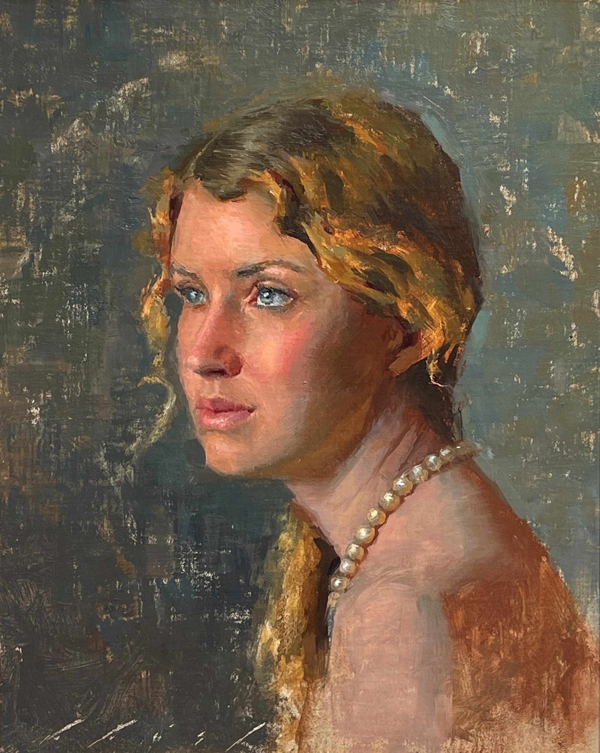 Blue Eyed Girl with Pearls