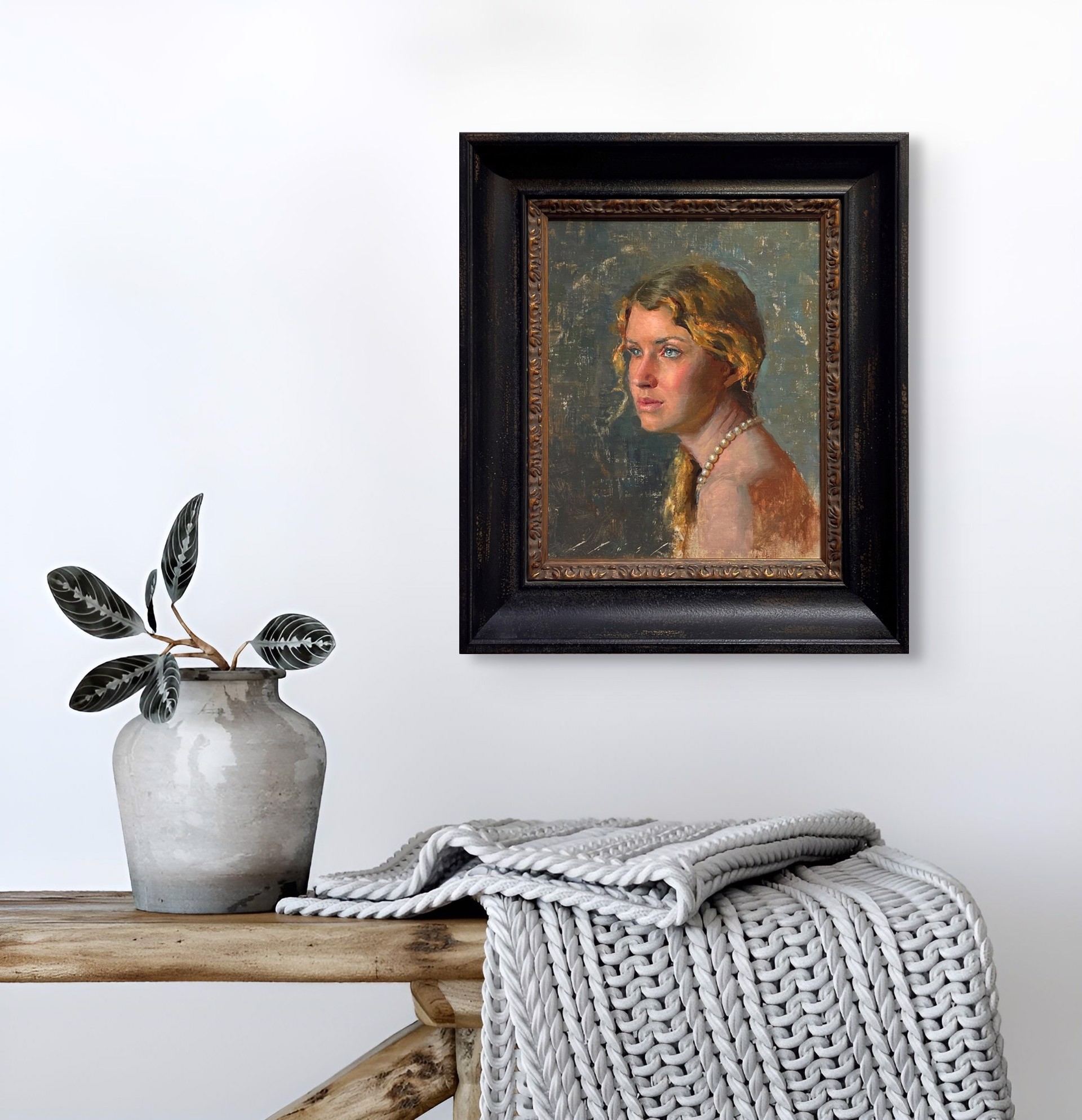 Blue Eyed Girl with Pearls