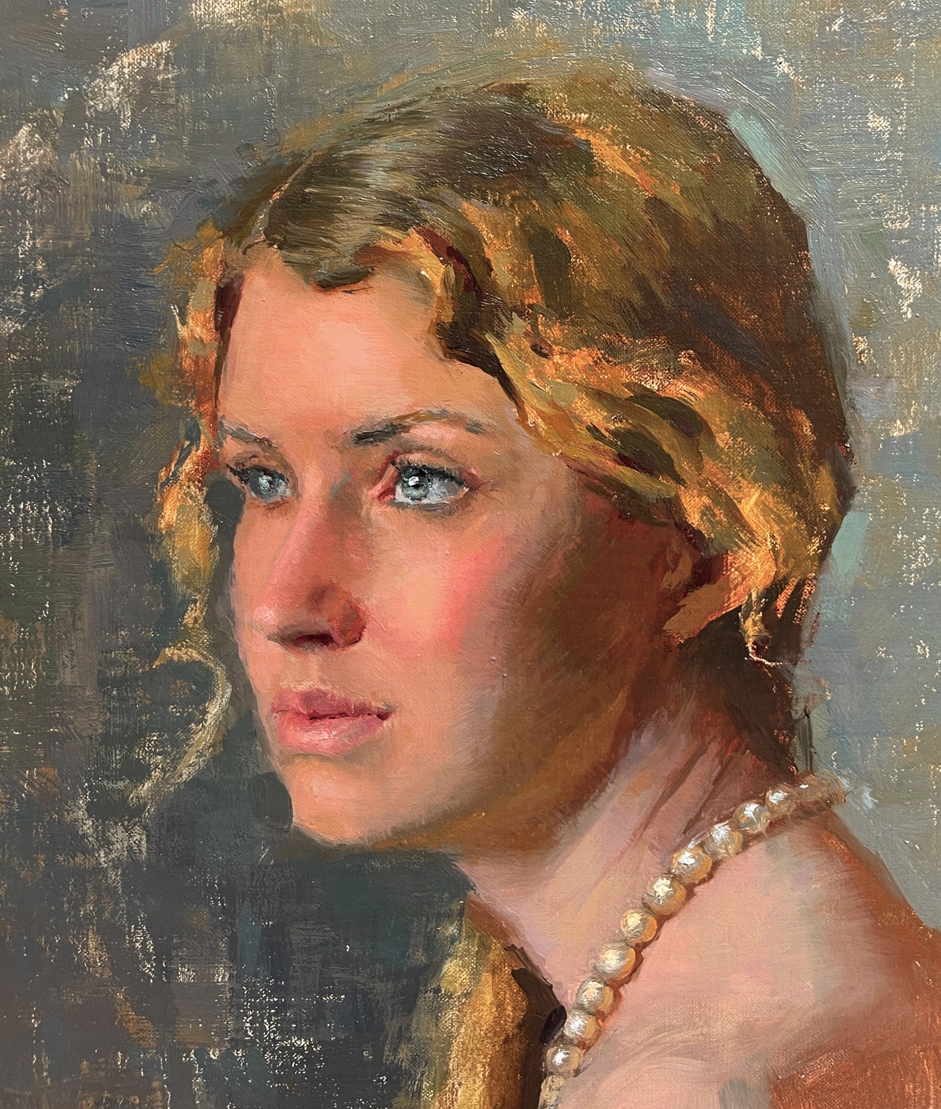 Blue Eyed Girl with Pearls