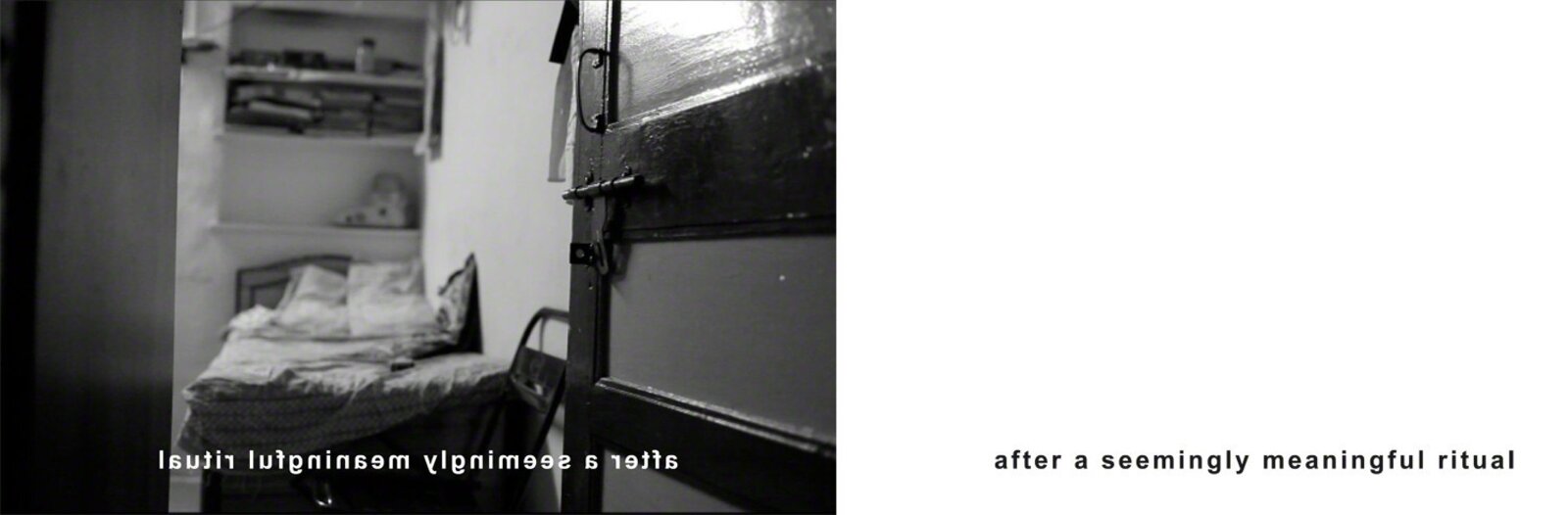 A black-and-white interior shot of a wall adorned with framed portraits and religious art, illuminated by a bright overhead light.