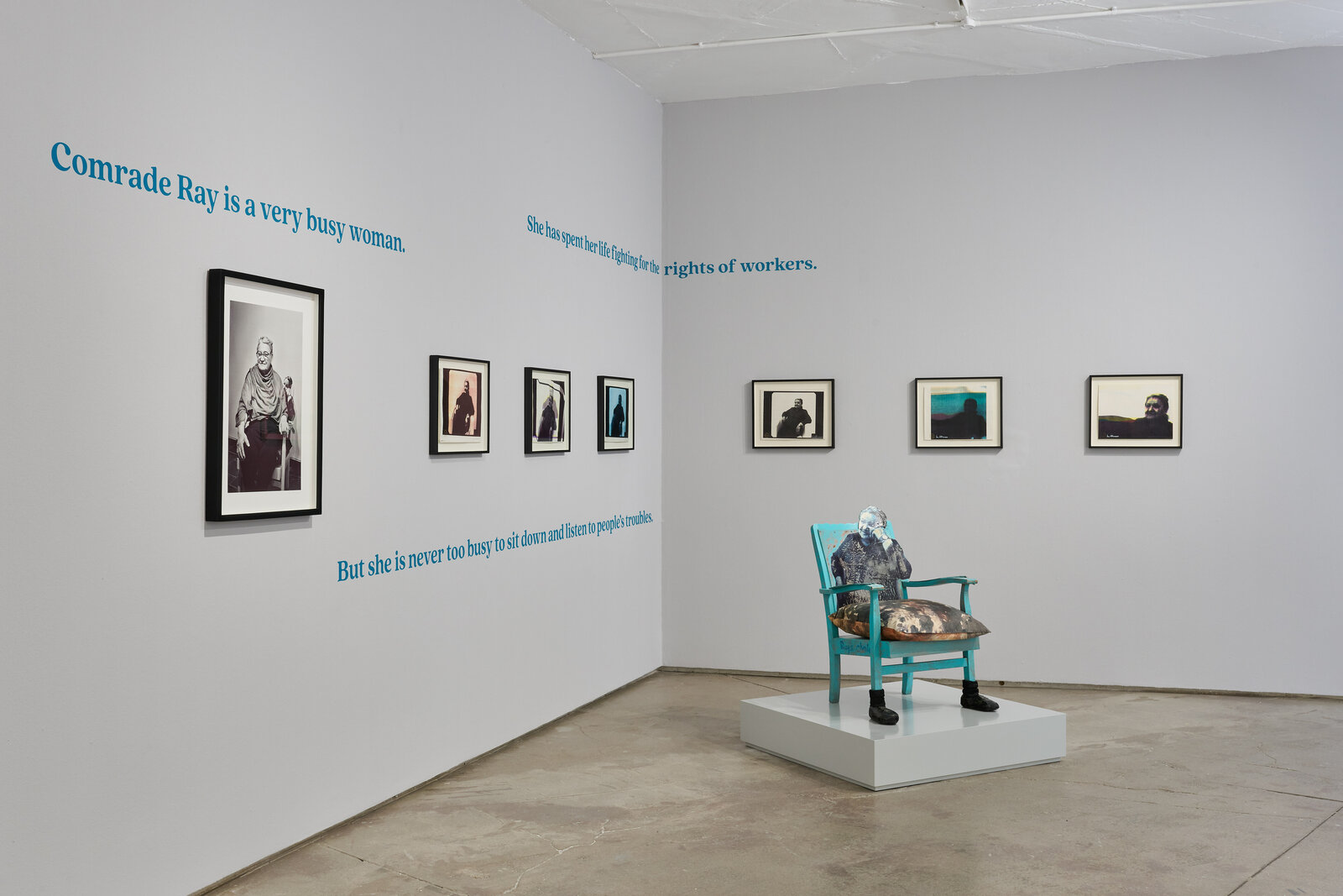 Artwork by Sue Williamson, A Chair for Ray Alexander, Made of Wood, colour laser copies, fabric, enamel paint, vinyl, archival Ink on archival paper,& All Our Mothers, Ray Alexander 