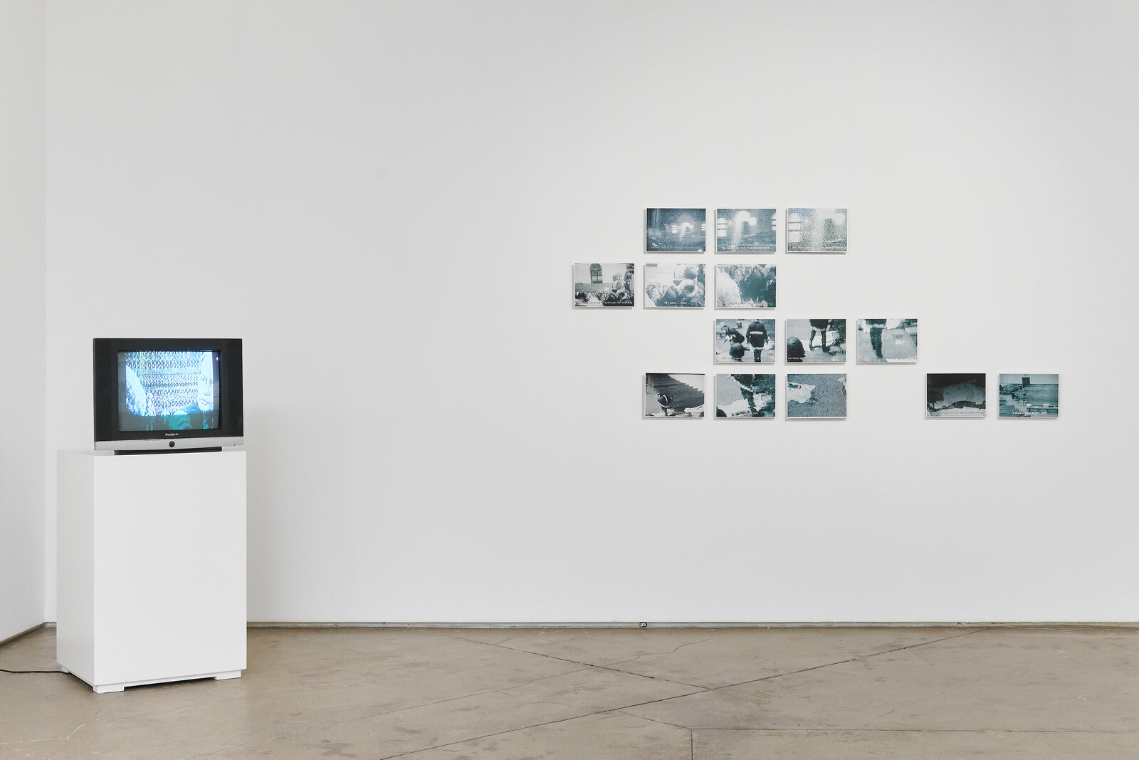 Artwork by Sue Williamson, Untitled (St James Massacre), Made of Set of 14 duotone photocopies and digital video 