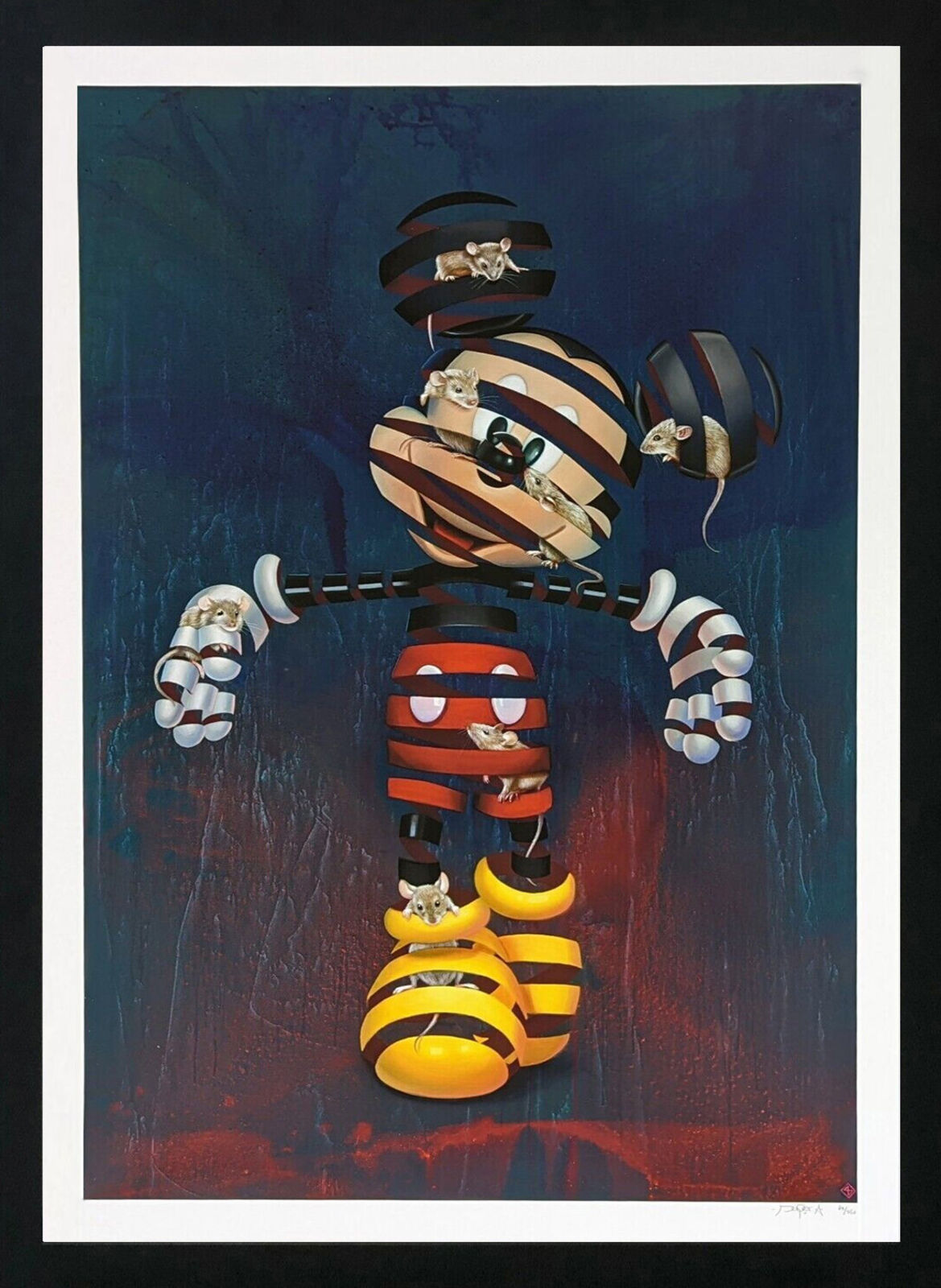 Artwork by Super A, ENCAGED MICKEY & ENCAGED MINNIE DIPTYCH, Made of Screen Print 