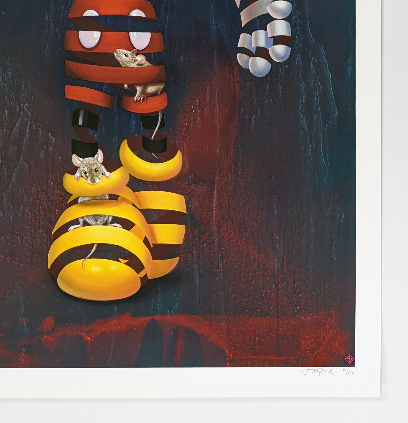 Artwork by Super A, ENCAGED MICKEY & ENCAGED MINNIE DIPTYCH, Made of Screen Print 