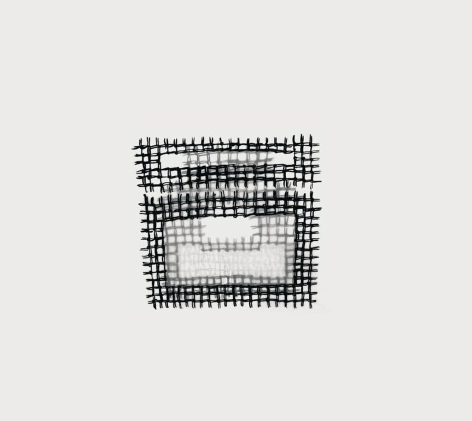 a black and white drawing of a square on a white background