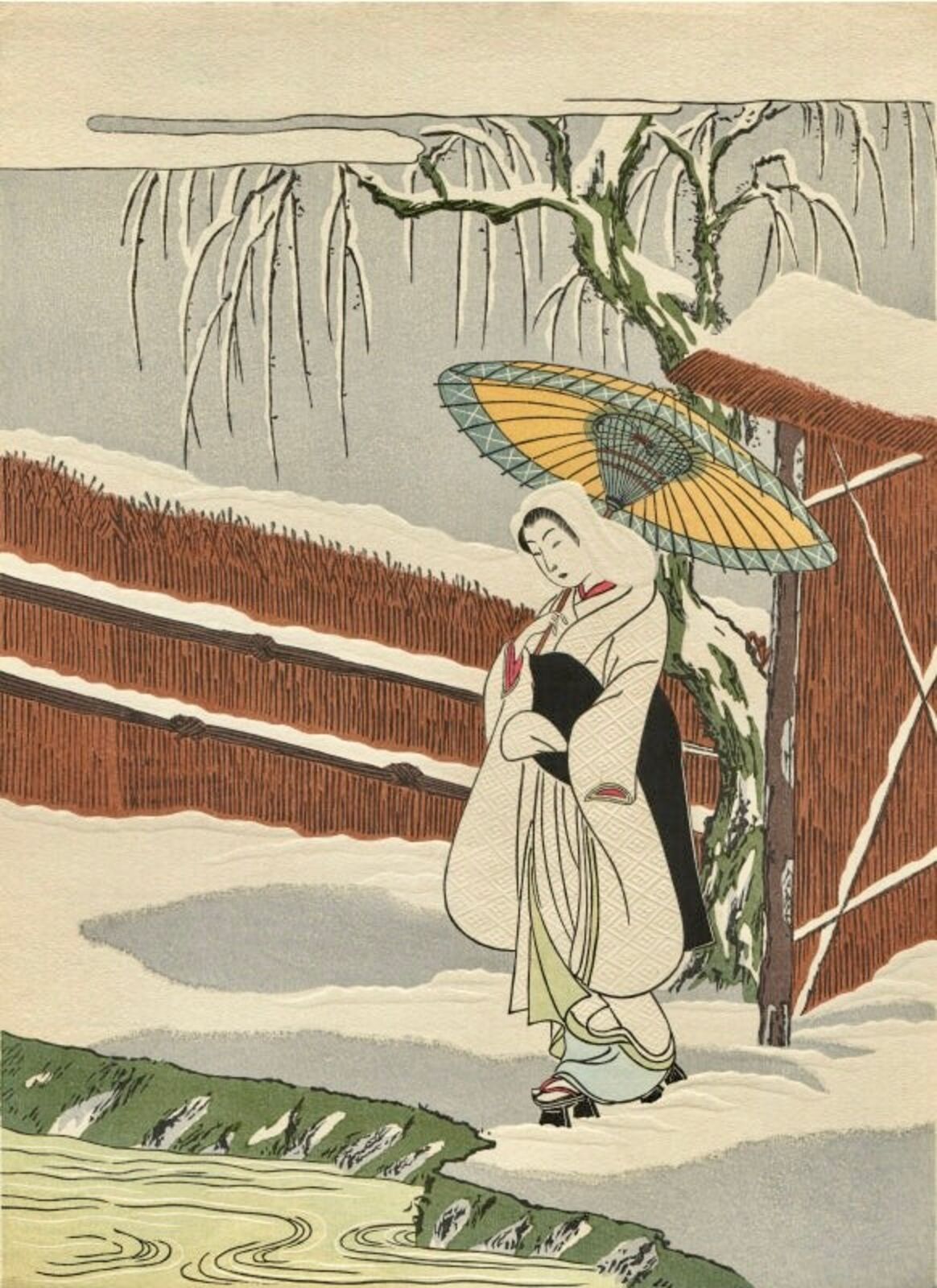 Heron Maiden by the Stream by Harunobu Suzuki, 1765