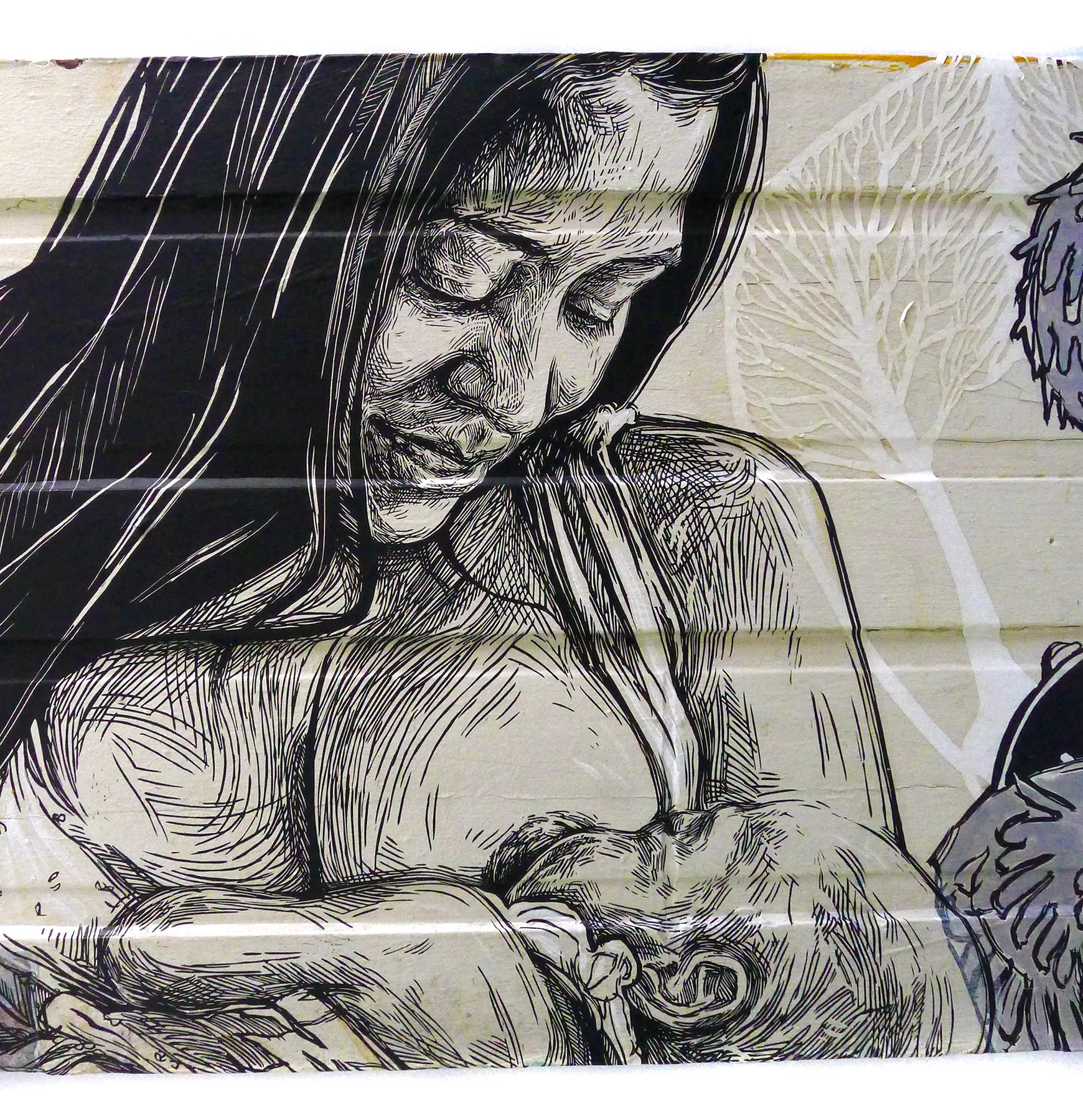 Dawn and Gemma (Detail) by Swoon, null
